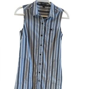 Toad & Co Women’s Organic Cotton Blue‎ Striped Shirt Dress Size Small Button Up